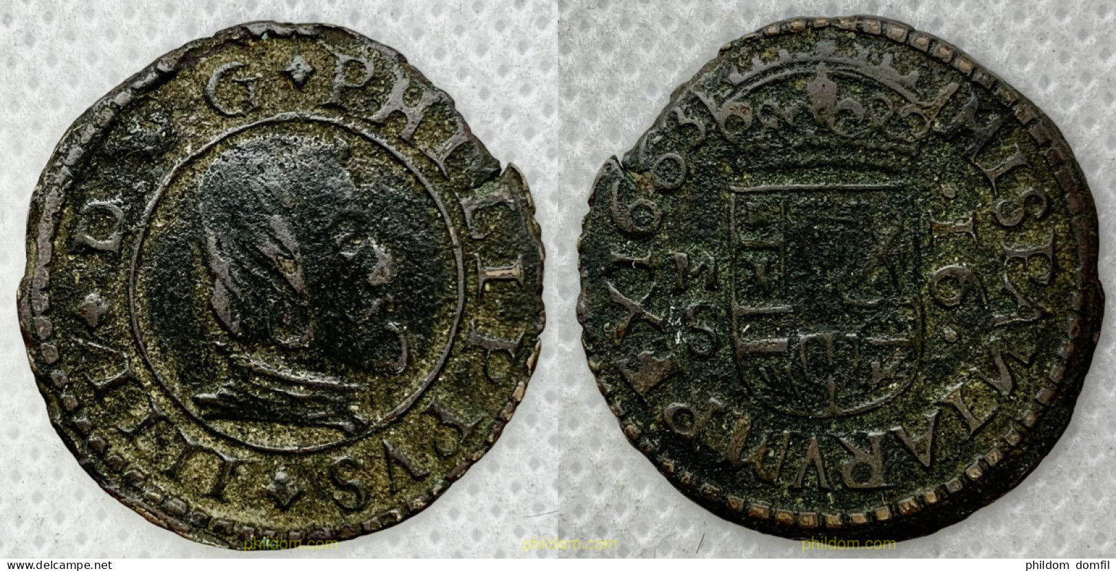 2728 ESPAÑA 1663 FELIPE IV 1663 MADRID 16 MARAVEDIS PHILIPPUS IIII - Collections