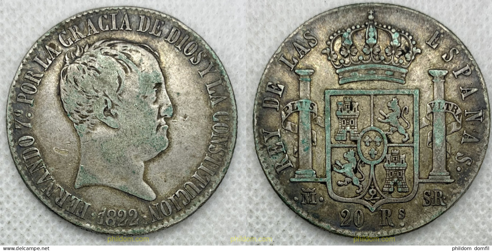 2763 ESPAÑA 1822 FERNANDO VII 20 REALES 1822 MADRID M SR - Verzamelingen