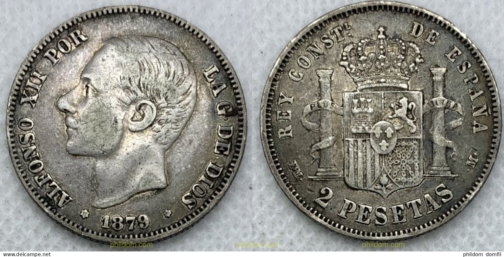 2764 ESPAÑA 1879 ALFONSO XII 2 PESETAS 1879 - Collezioni
