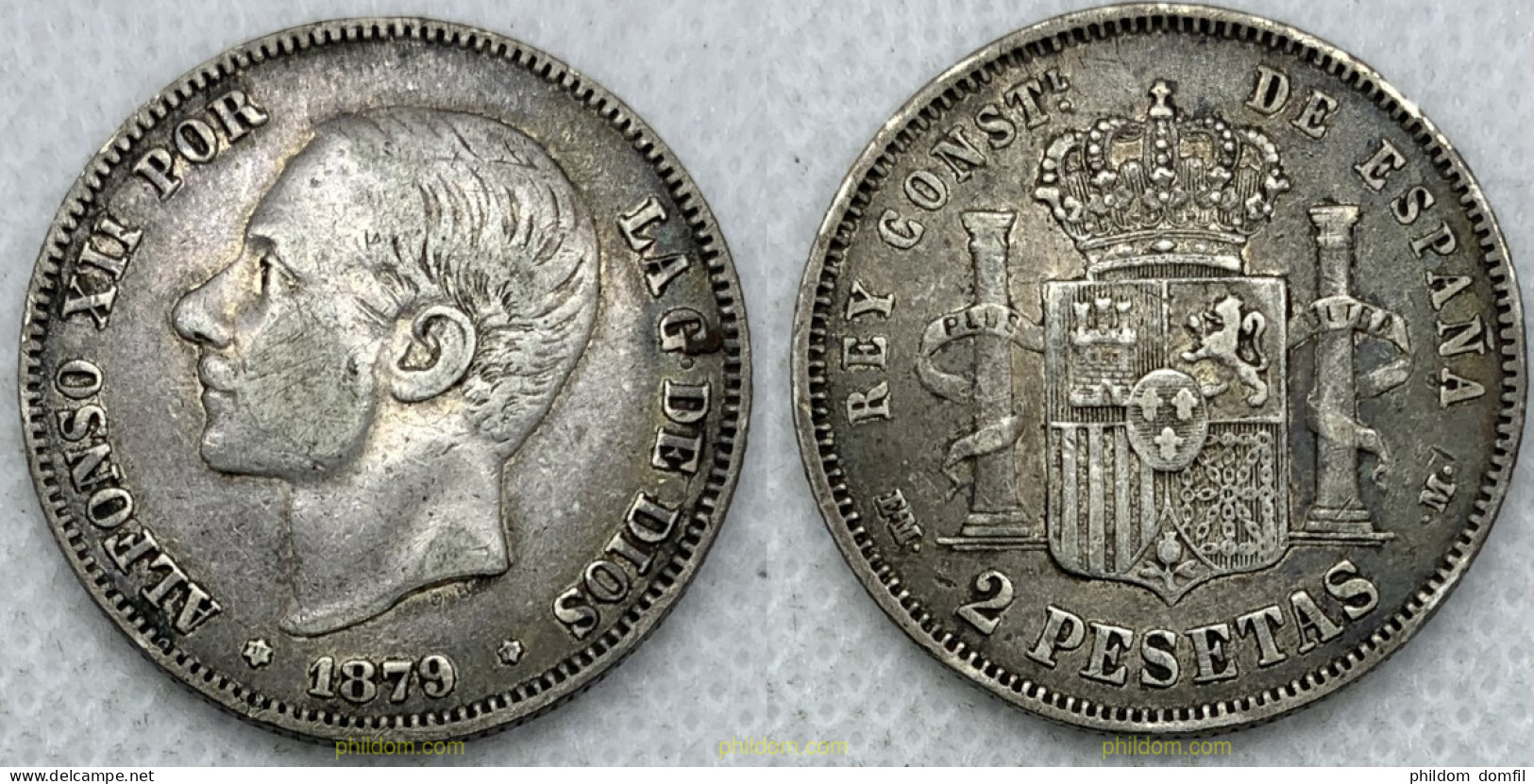 2764 ESPAÑA 1879 ALFONSO XII 2 PESETAS 1879 - Sammlungen