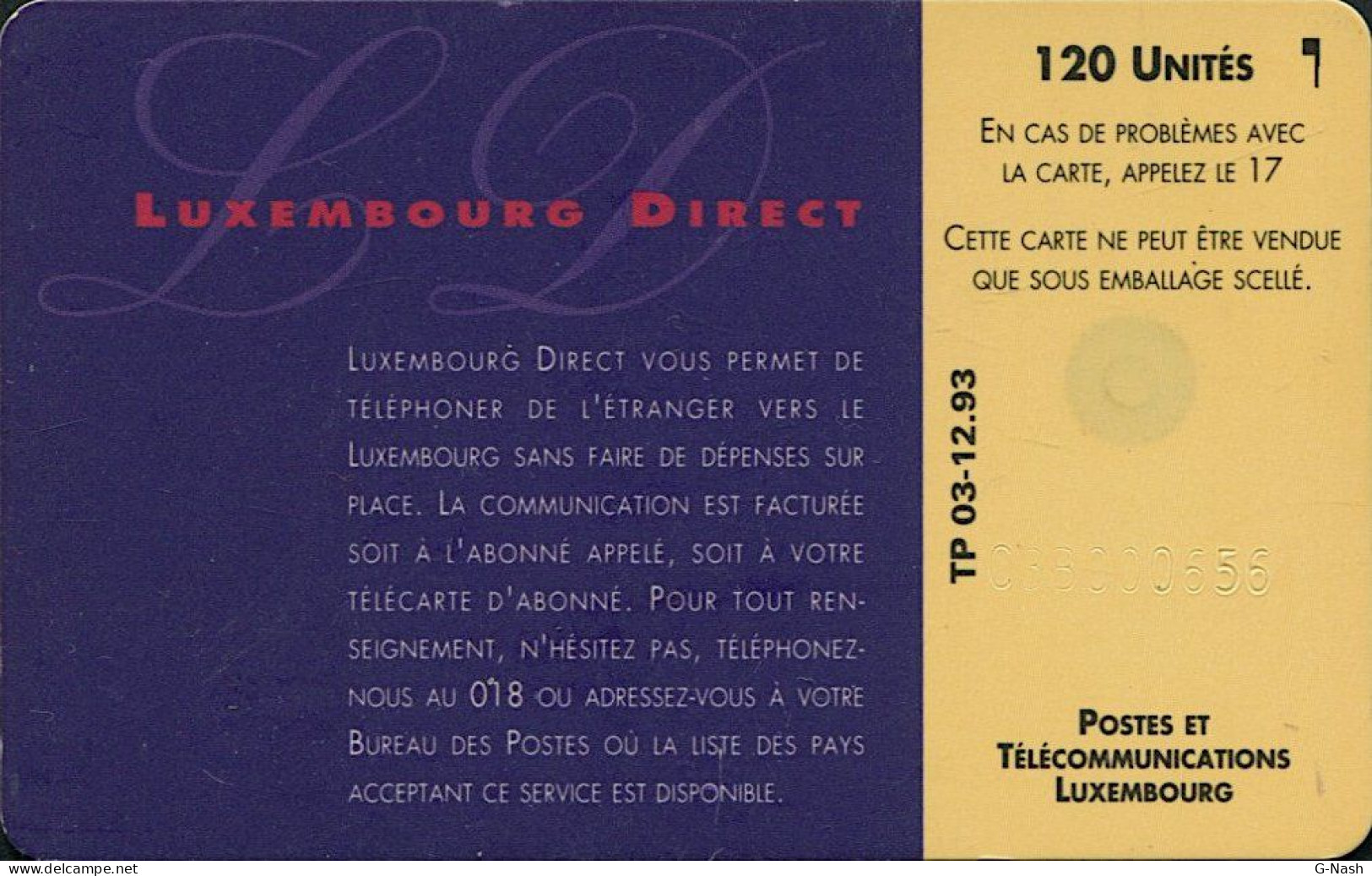 Luxembourg - Direct 120u - SC4 12/93 (TP03) - Luxemburg