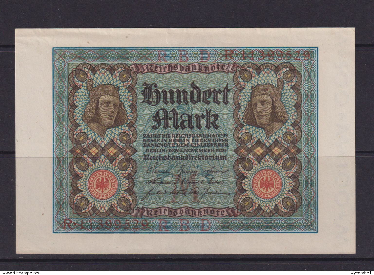 GERMANY - 1920 100 Mark AUNC/XF Banknote - 100 Mark