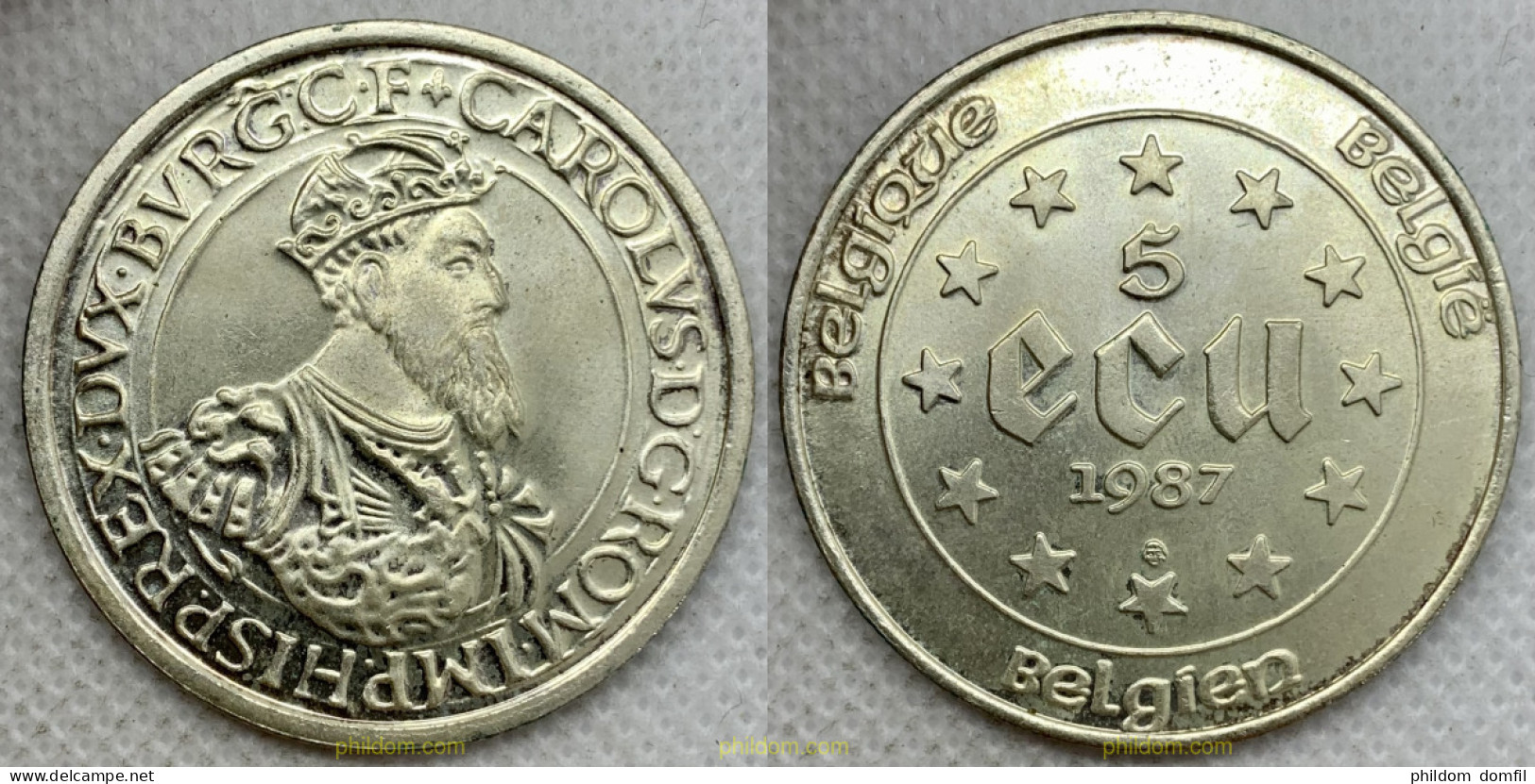 2846 BELGICA 1987 5 ECU BELGICA 1987 PLATA - 20 Cents