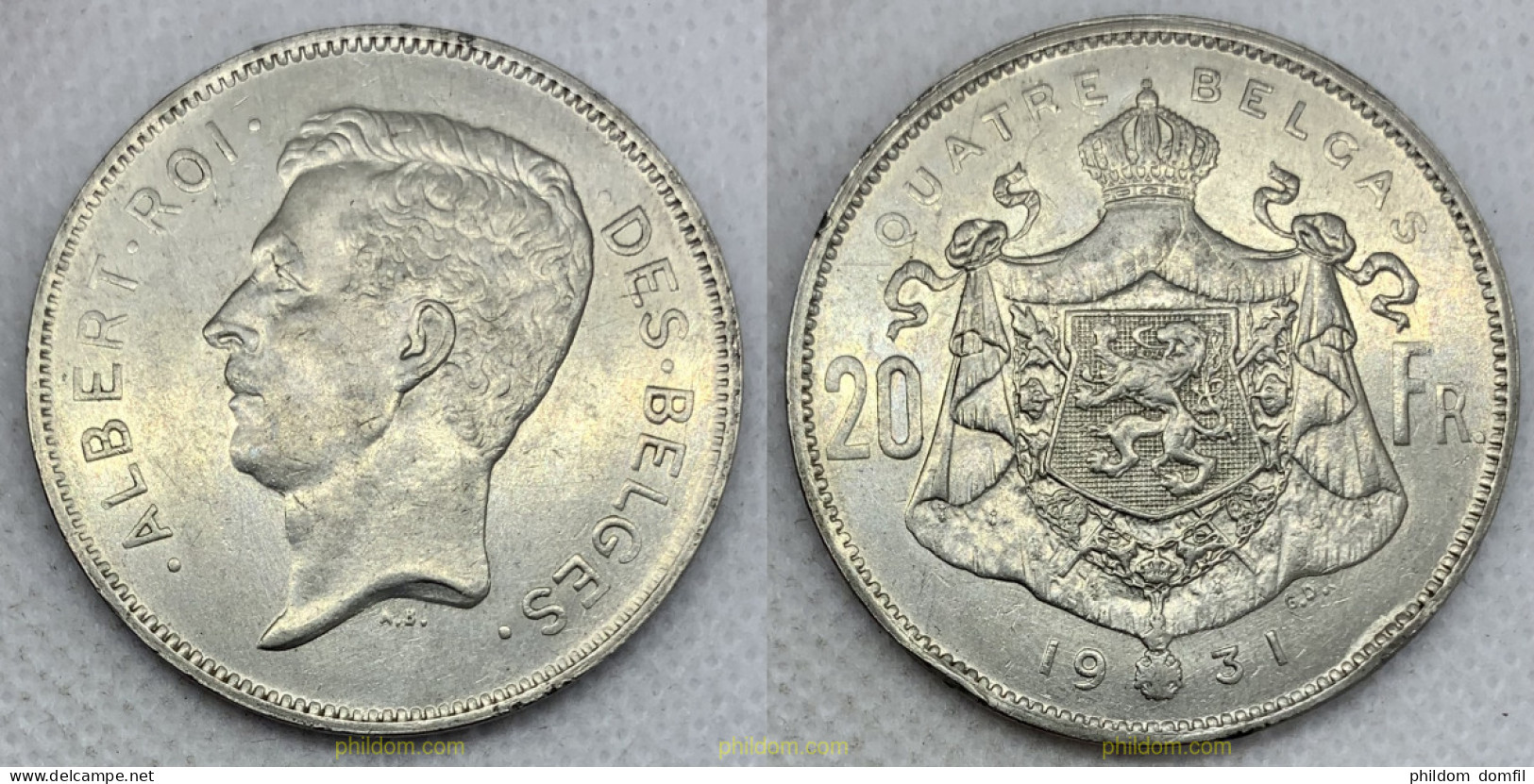 2851 BELGICA 1931 BELGIUM 1931 20 FRANCS 4 BELGAS - 1 Cent