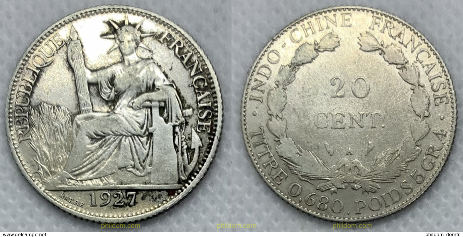 2872 FRANCIA 1927 NDOCHINA FRANCESA INDOCHINE FRANÇAISE 20 CENT 1927 - Otros & Sin Clasificación