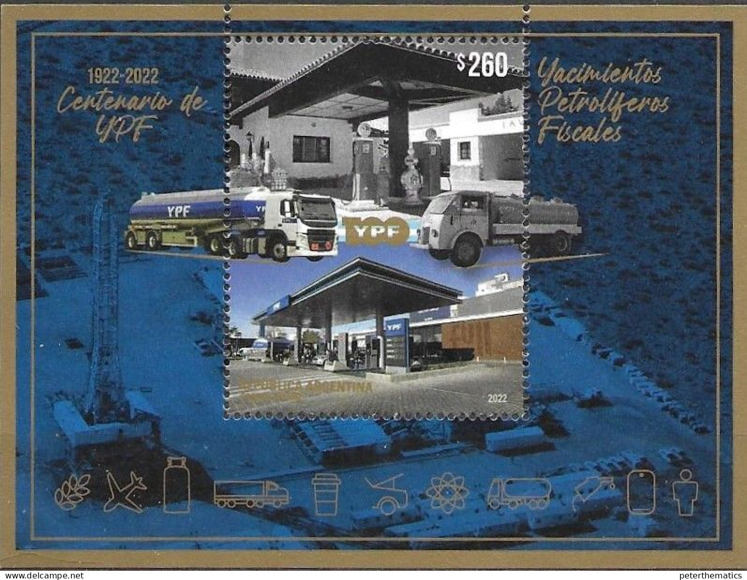 ARGENTINA, 2022, MNH,PETROL, OIL, VEHICHLES, S/SHEET - Oil