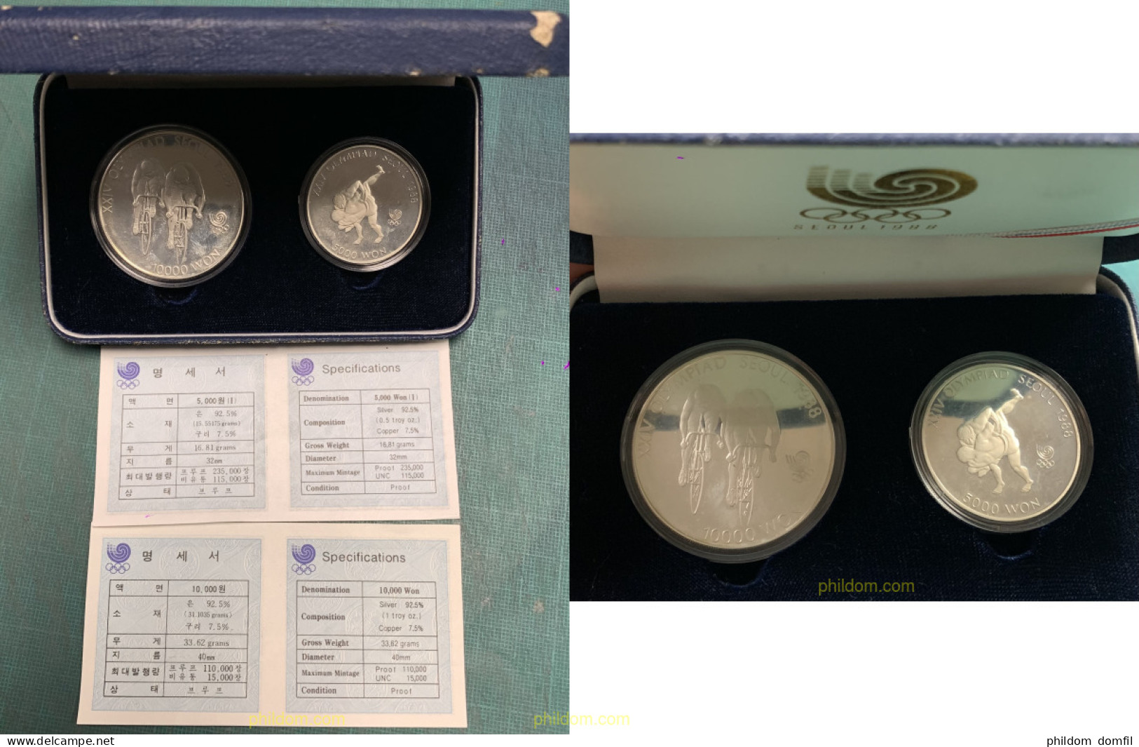 2905 COREA DEL SUR 1988 XXIV OLYMPIAD SEOUL 1988 10000 WON - 5000 WON SILVER - Korea, South