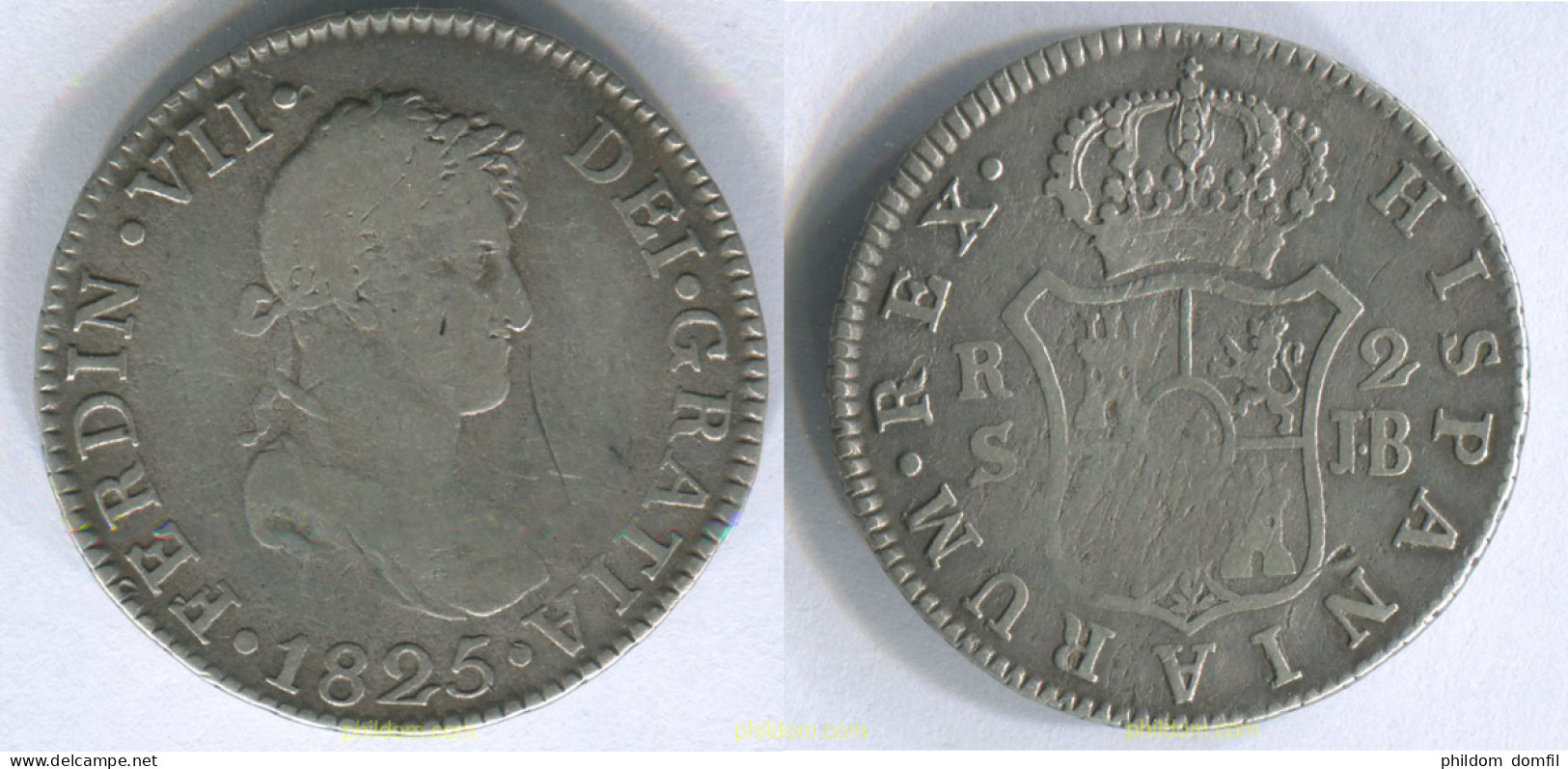 2952 ESPAÑA 1825 FERNANDO VII 2 REALES JB 1825 SEVILLA - Verzamelingen