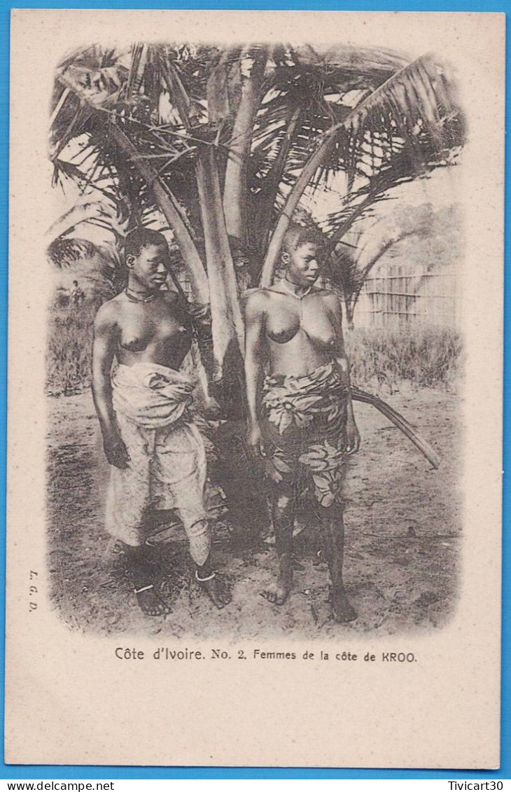 CPA DOS NON DIVISE - COTE-D'IVOIRE - L.G.D. N° 2 - FEMMES DE LA COTE DE KROO - Ivory Coast