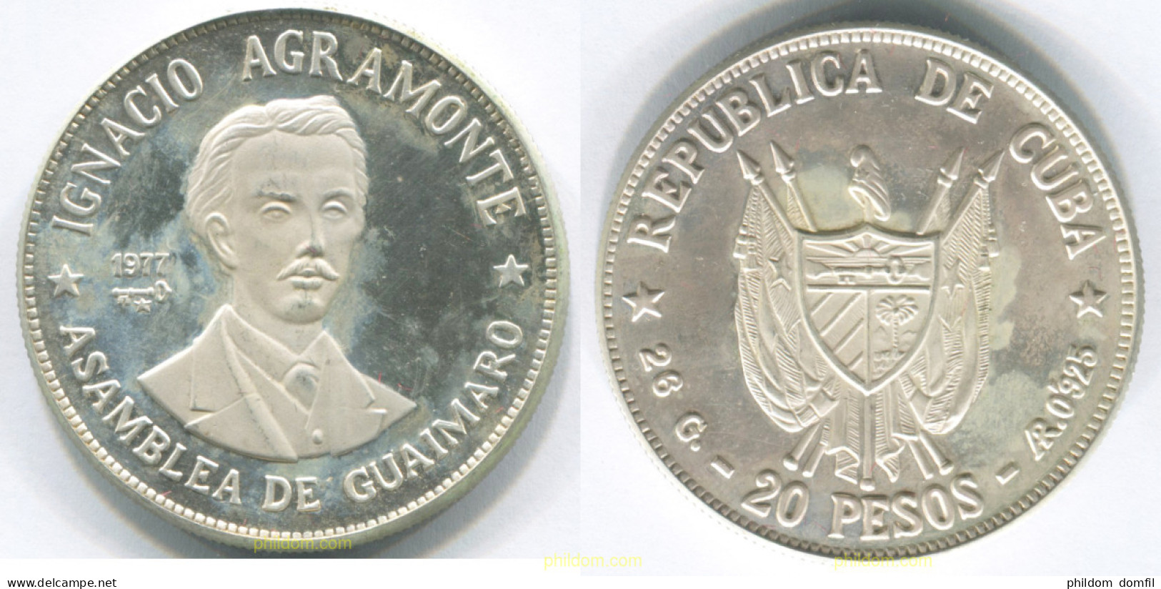 3081 CUBA 1977 20 PESOS 1977 IGNACIO AGRAMONTE. ASAMBLEA GUAIMARO - Kuba