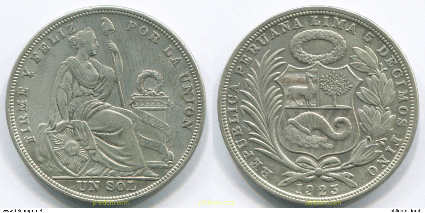 3094 PERU 1925 UN SOL 1925 1 PERU PLATA SILVER - Peru