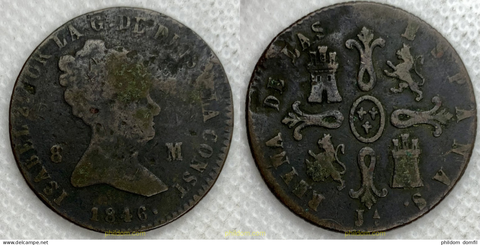 3134 ESPAÑA 1846 ISABEL II 1846 8 MARAVEDIS - Collections