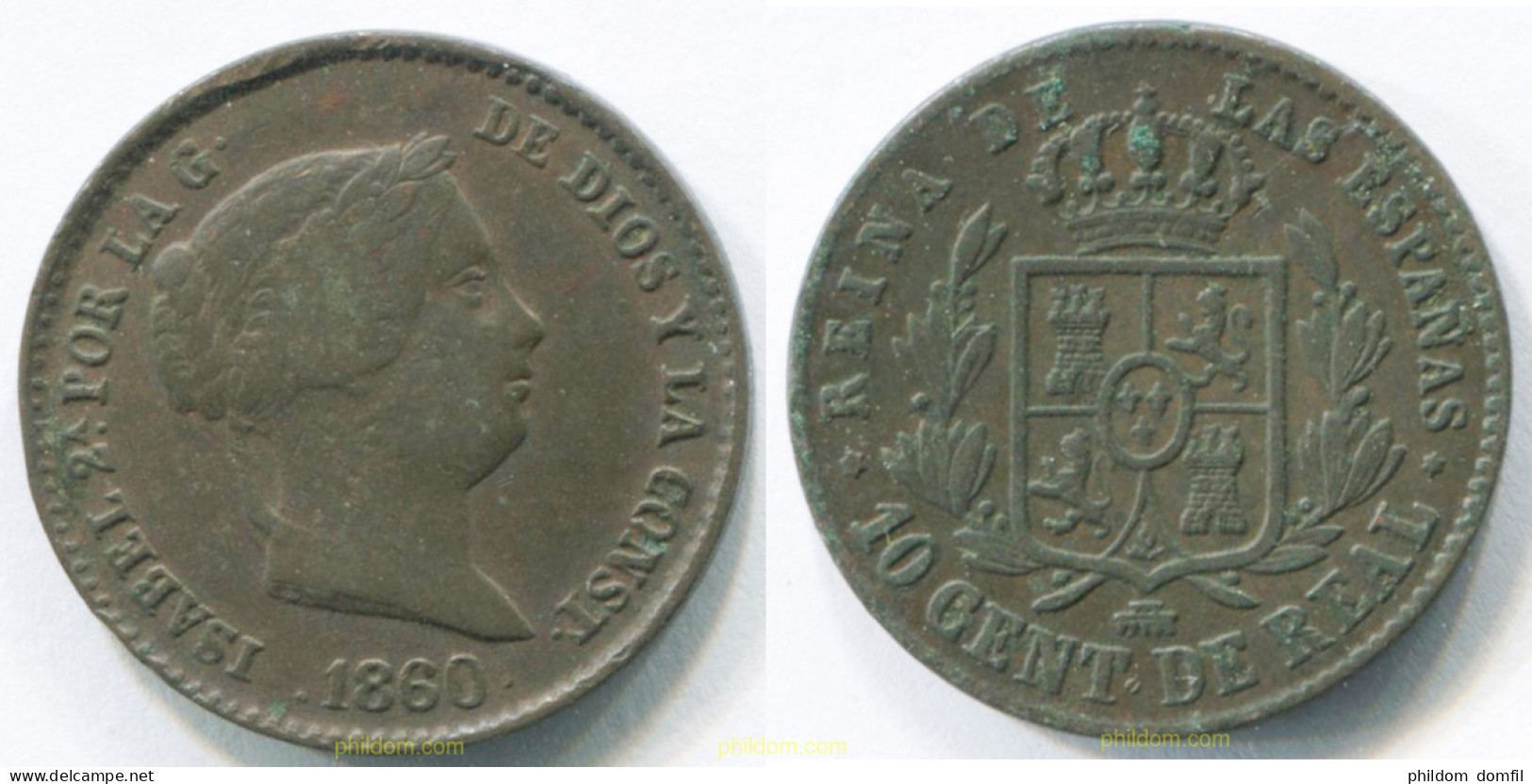 3135 ESPAÑA 1860 SPAIN 10 CENTESIMAS DE REAL 1860 - Colecciones