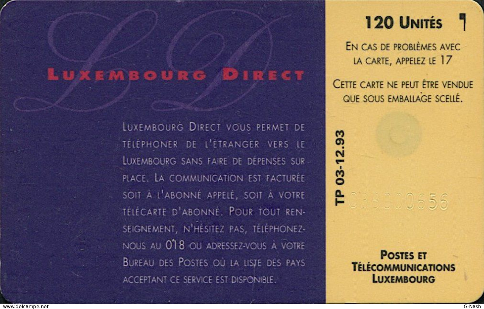 Luxembourg - Direct 120u - SC5 12/93 (TP03) - Lussemburgo