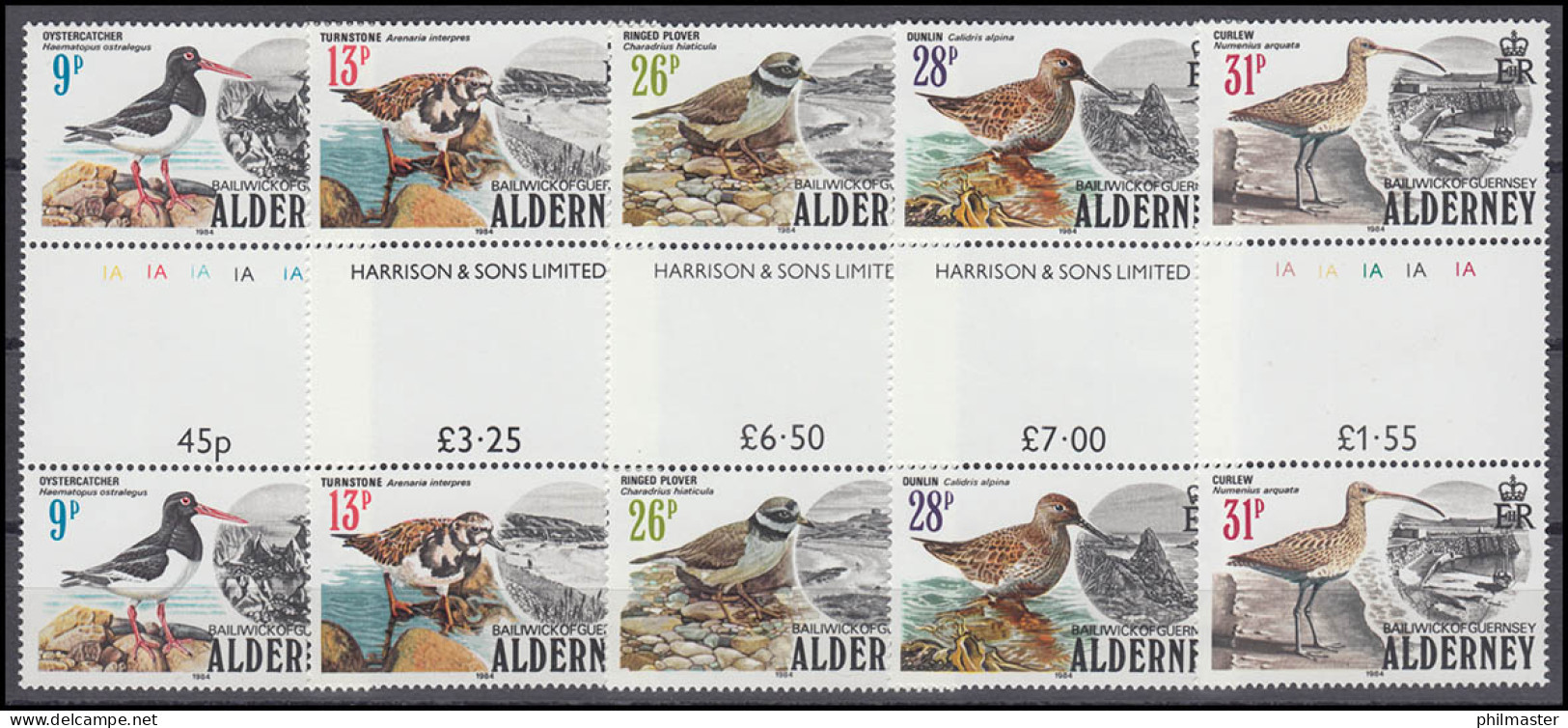 13-17 Guernsey-Alderney Jahrgang 1984 - Zwischenstegpaare, Postfrisch ** / MNH - Alderney