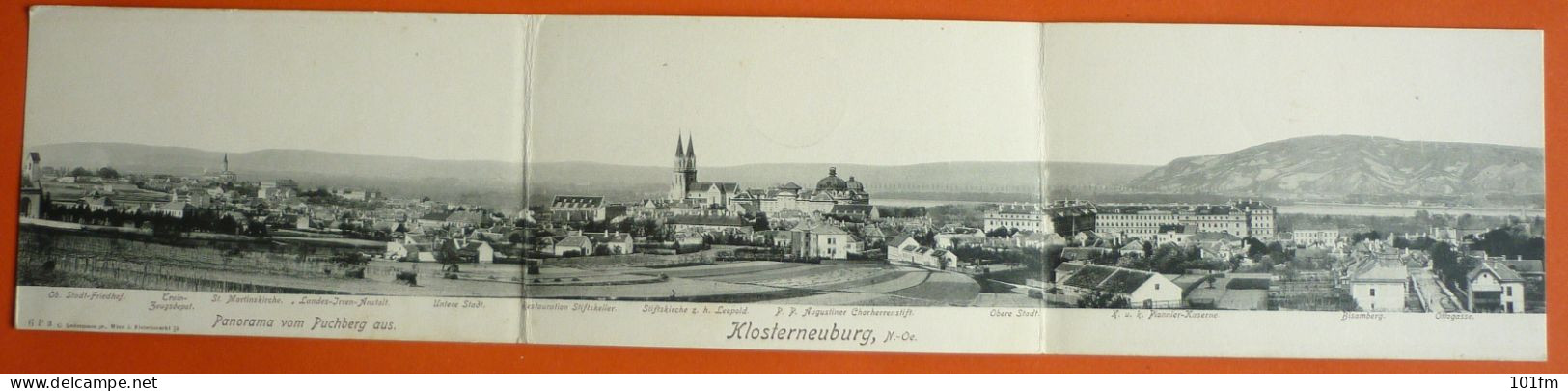 AUSTRIA - KLOSTERNEUBURG, Panorama Vom Puchberg, K.u.K. Pionnier-Kaserne, OLD TRIPLE POSTCARD 1904 - Klosterneuburg