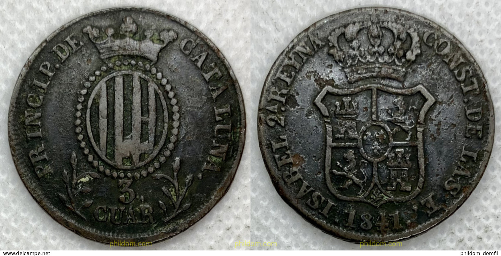 3214 ESPAÑA 1841 PRINCIPADO DE CATALUNYA ISABEL II 3 CUARTOS 1841 - Collections