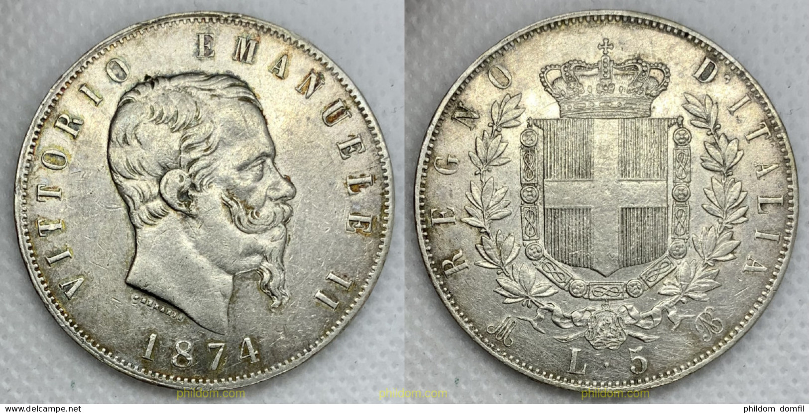 3221 ITALIA 1874 ITALIA VITTORIO EMANUELE II 5 LIRAS 184 - Te Identificeren