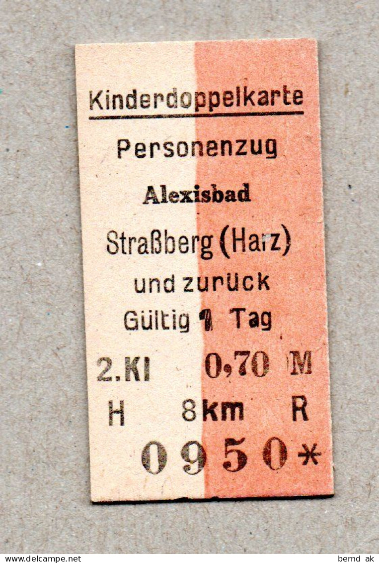 26] BRD (DR Der DDR)  -  Pappfahrkarte  - Alexisbad - Straßberg - Harzquerbahn - Europe