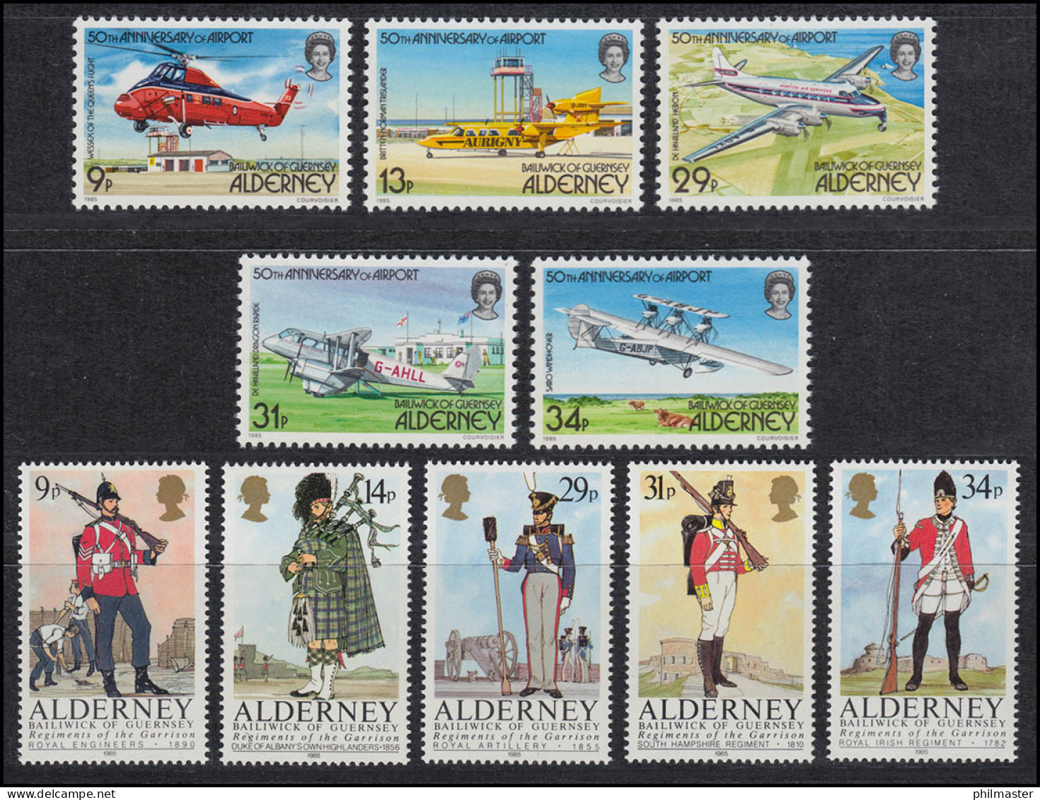 18-27 Guernsey-Alderney Jahrgang 1985, Postfrisch ** / MNH - Alderney