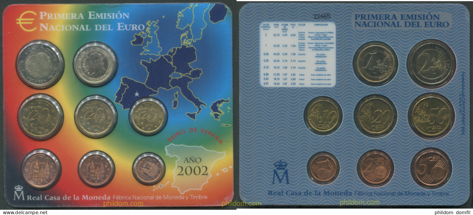 3366 ESPAÑA 2002 CARTERA OFICIAL 2001 PESETAS - 10 Céntimos