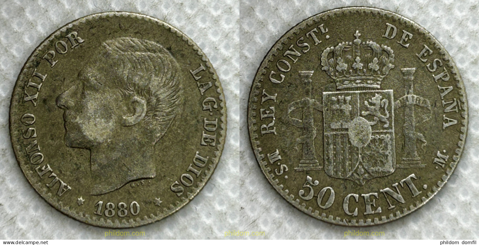 3431 ESPAÑA 1880 ESPAÑA 50 CENTIMOS 1880 ALFONSO XII - Verzamelingen