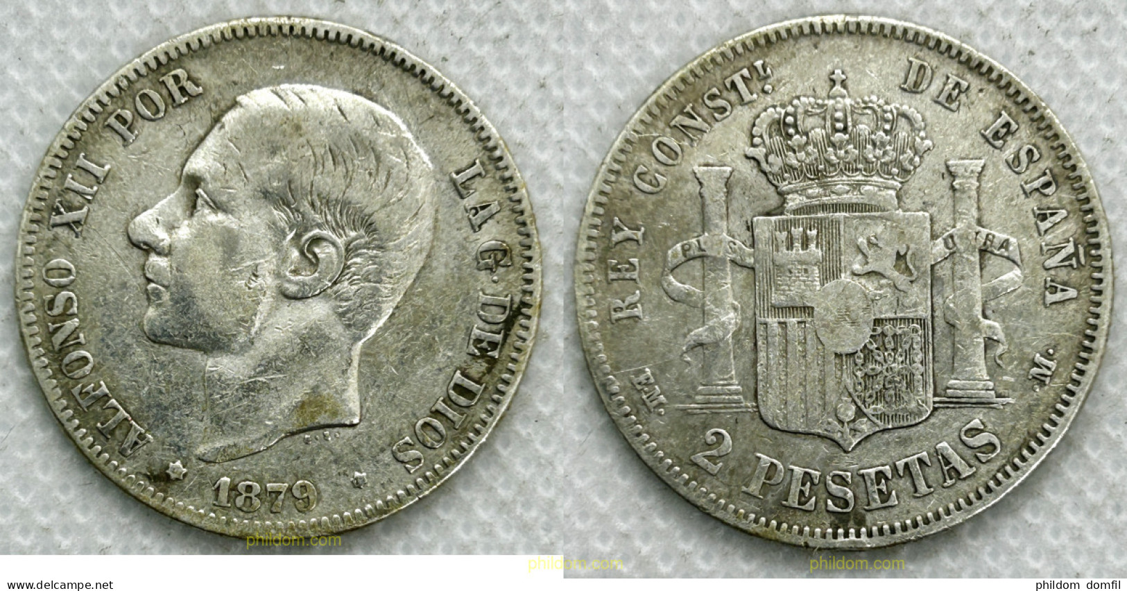 3444 ESPAÑA 1879 ALFONSO XII 2 PESETAS 1879 - Collections