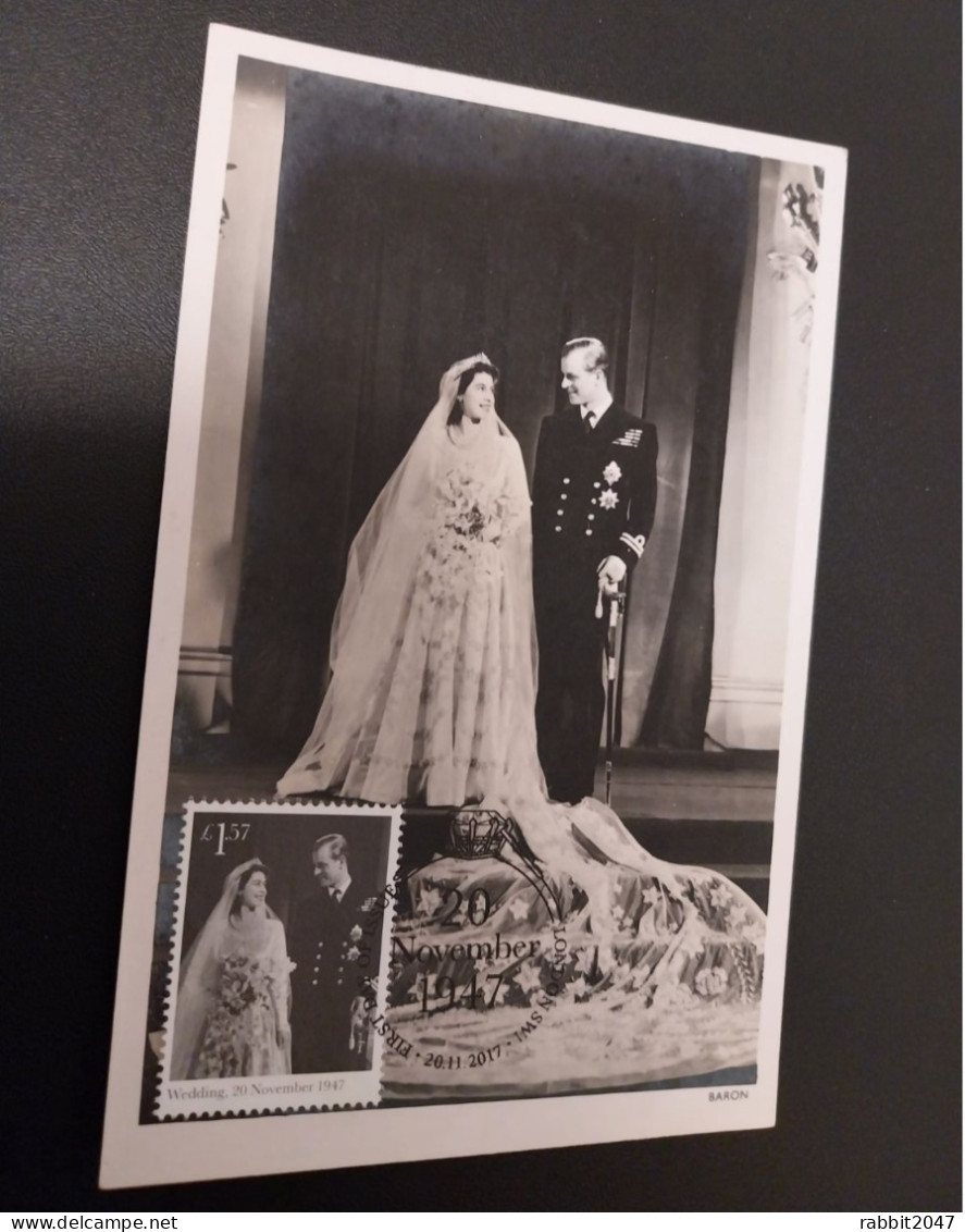 United Kingdom: Queen Elizabeth II, Prince Philip, Wedding, Movie, Celebrity, Female, Maximum Card - Storia Postale