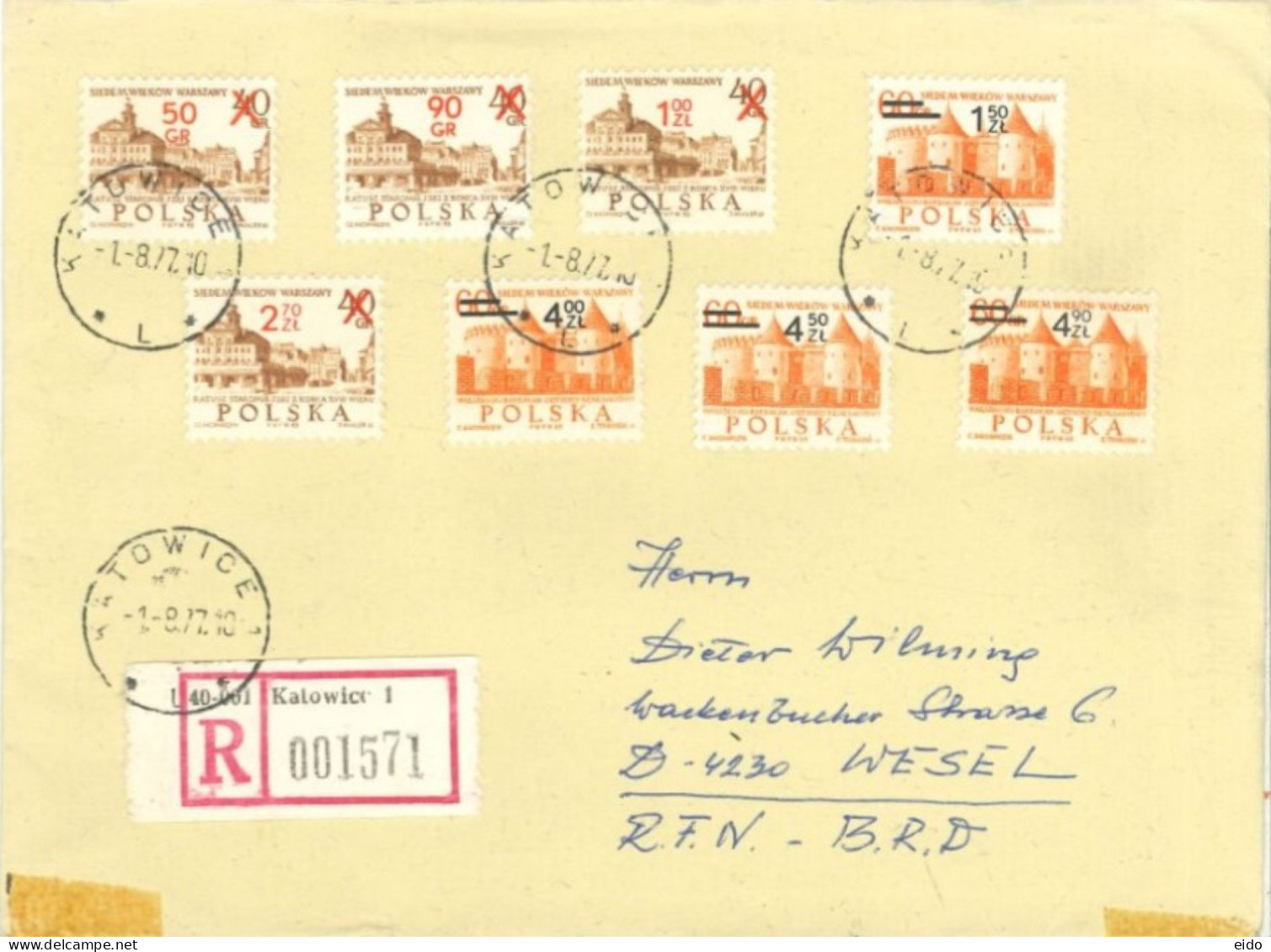 POLAND - 1977, REGISTERED STAMPS COVER TO GERMANY. - Brieven En Documenten