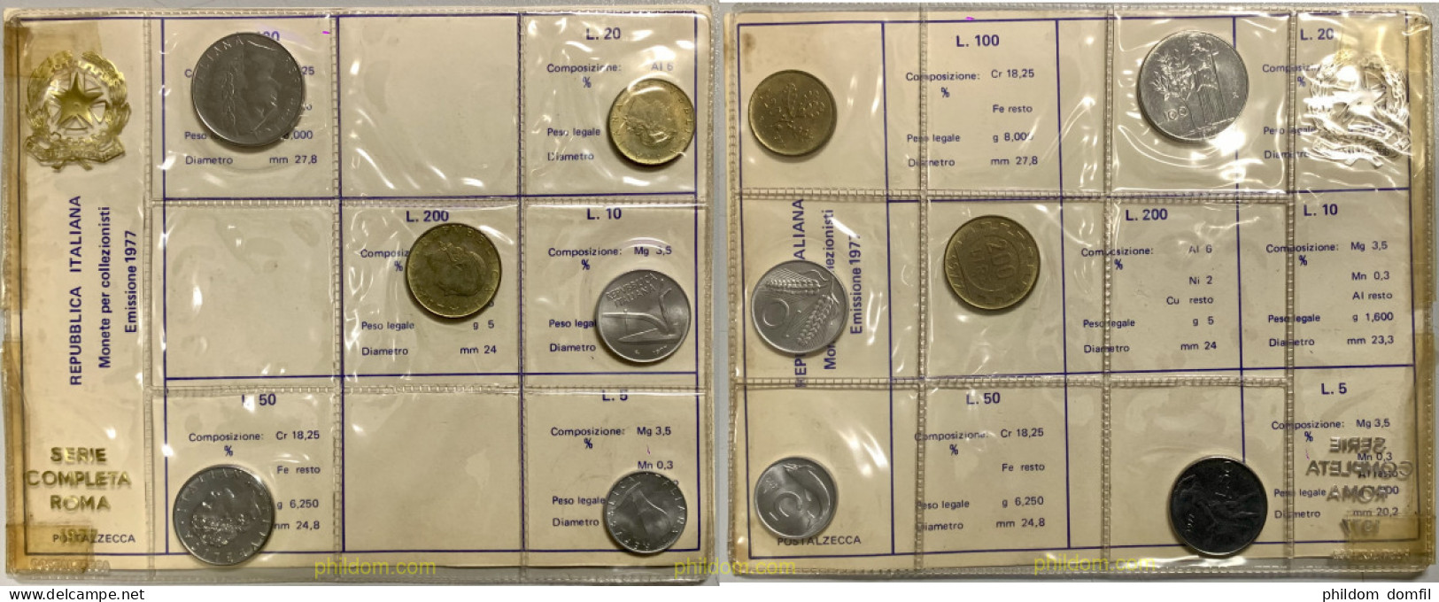 3638 ITALIA 1977 1977 ITALY LA ZECCA ROMA 9 COIN UNCIRCULATED MINT SET - A Identificar