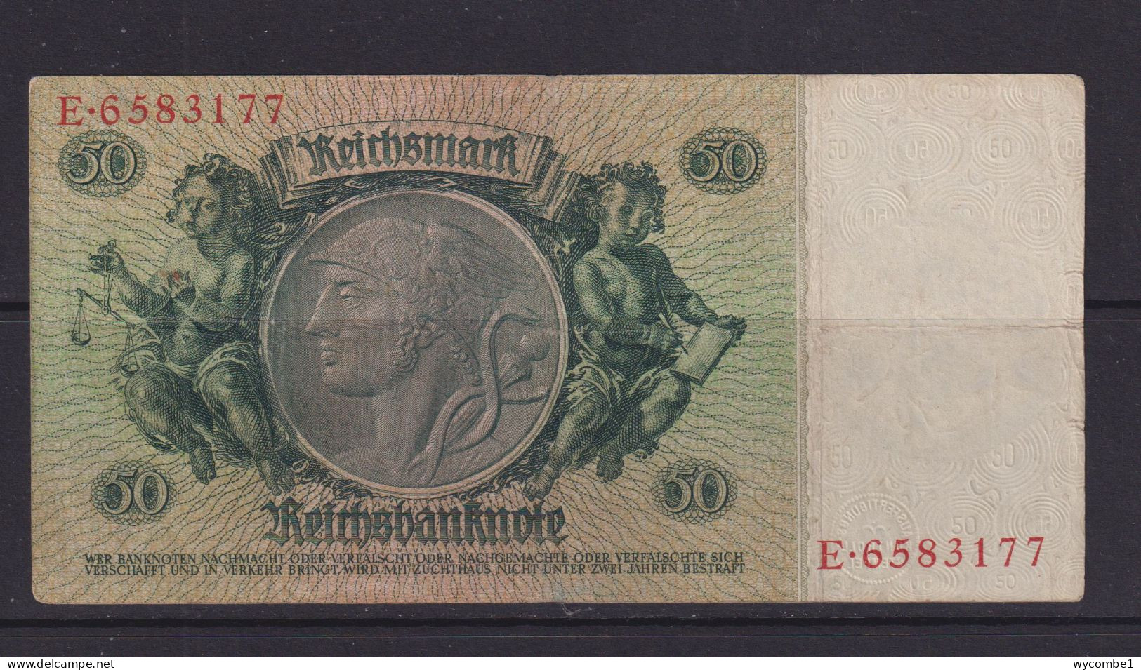 GERMANY - 1933 50 Mark Circulated Banknote - 50 Mark