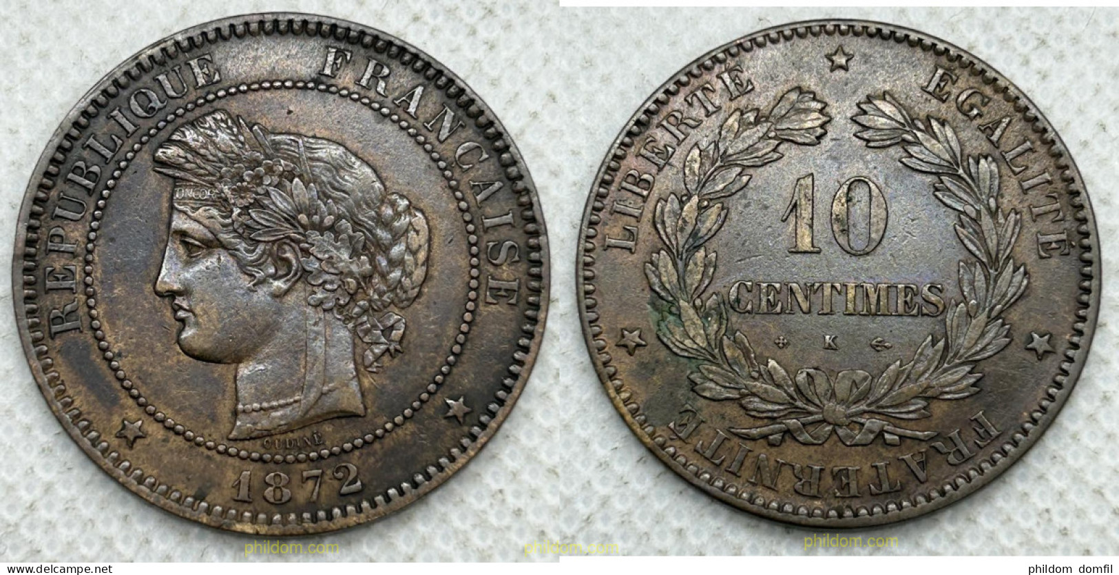 3704 ESPAÑA 1872 FRANCE 1872 10 CENTIMES K BORDEAUX - Collezioni