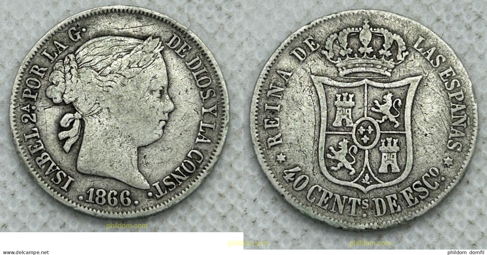 3711 ESPAÑA 1866 ISABEL II 1866 - 40 Cts De Escudo Madrid - Collezioni