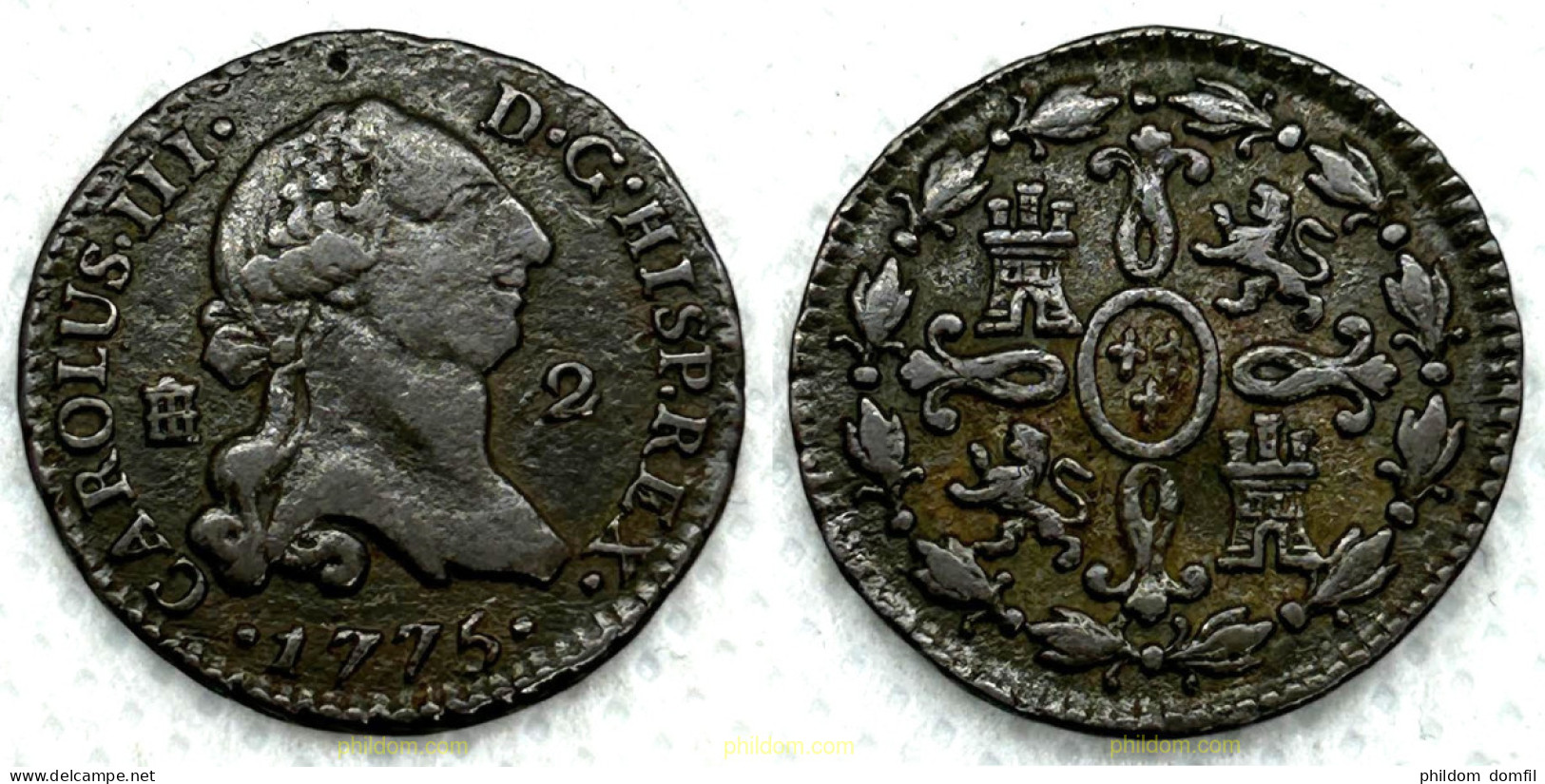 3749 ESPAÑA 1775 CARLOS III 1775 2 MARAVEDIS - Collezioni