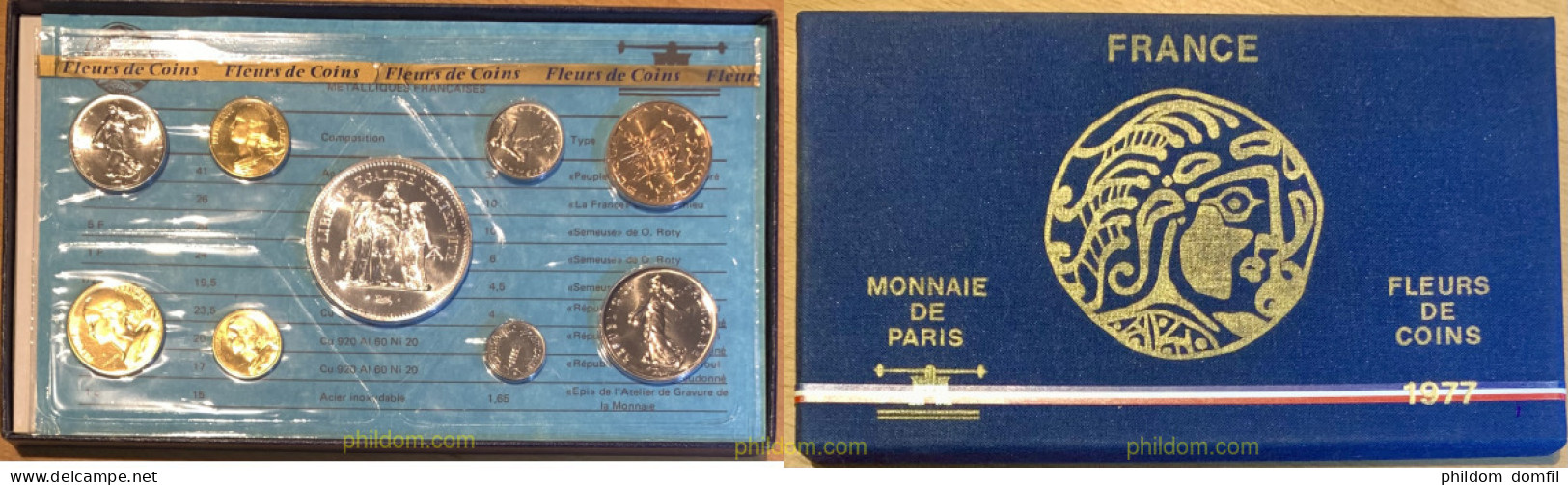 3863 FRANCIA 1977 FRANCE SET OFICIAL FLEURS DE COINS FDC SS14 AÑO 1977 - Otros & Sin Clasificación