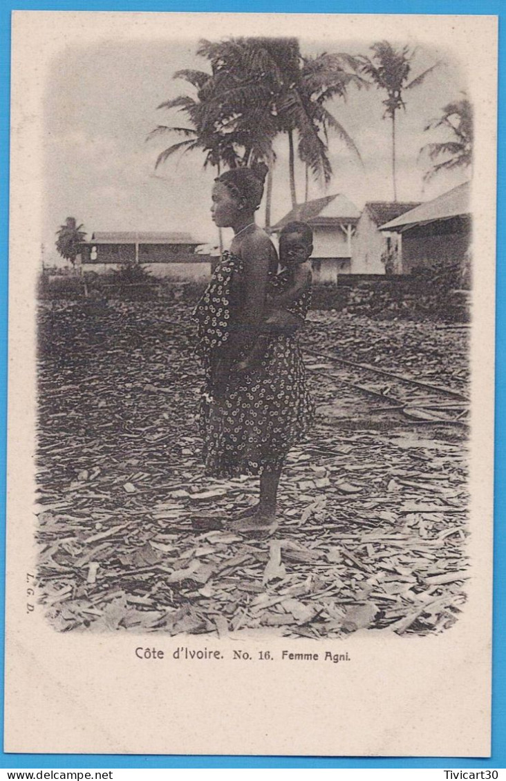 CPA DOS NON DIVISE - COTE-D'IVOIRE - L.G.D. N° 16 - FEMME AGNI - Côte-d'Ivoire