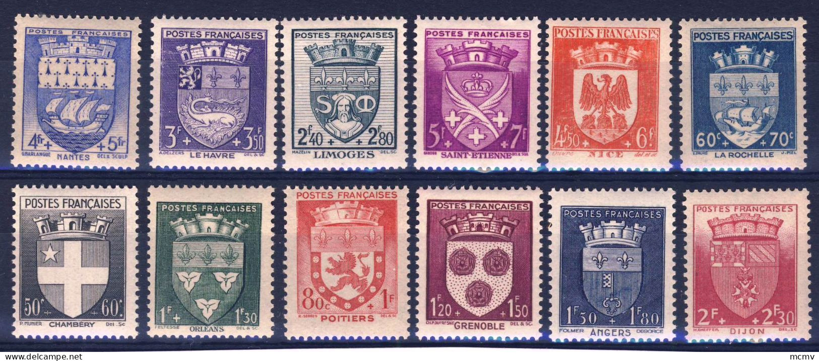 553 à 564 12 VALEURS ARMOIRIES De PROVINCE NEUFS ** Garantis ANNEE 1941 - 1941-66 Coat Of Arms And Heraldry