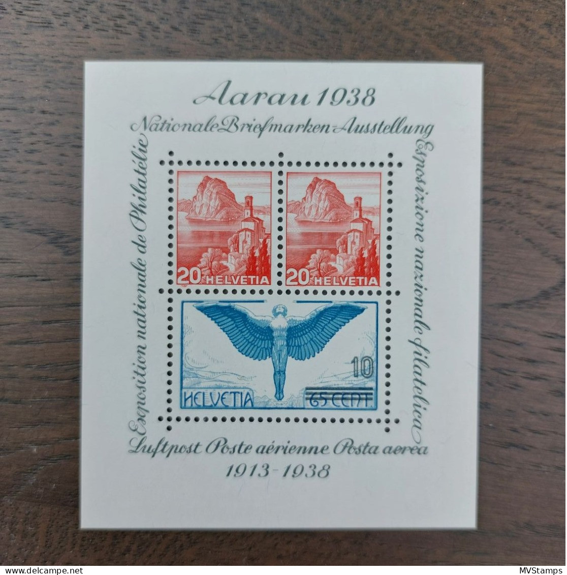 Switzerland 1938 Block 4 Aarau/Airmail Exhibition MNH - Blocs & Feuillets