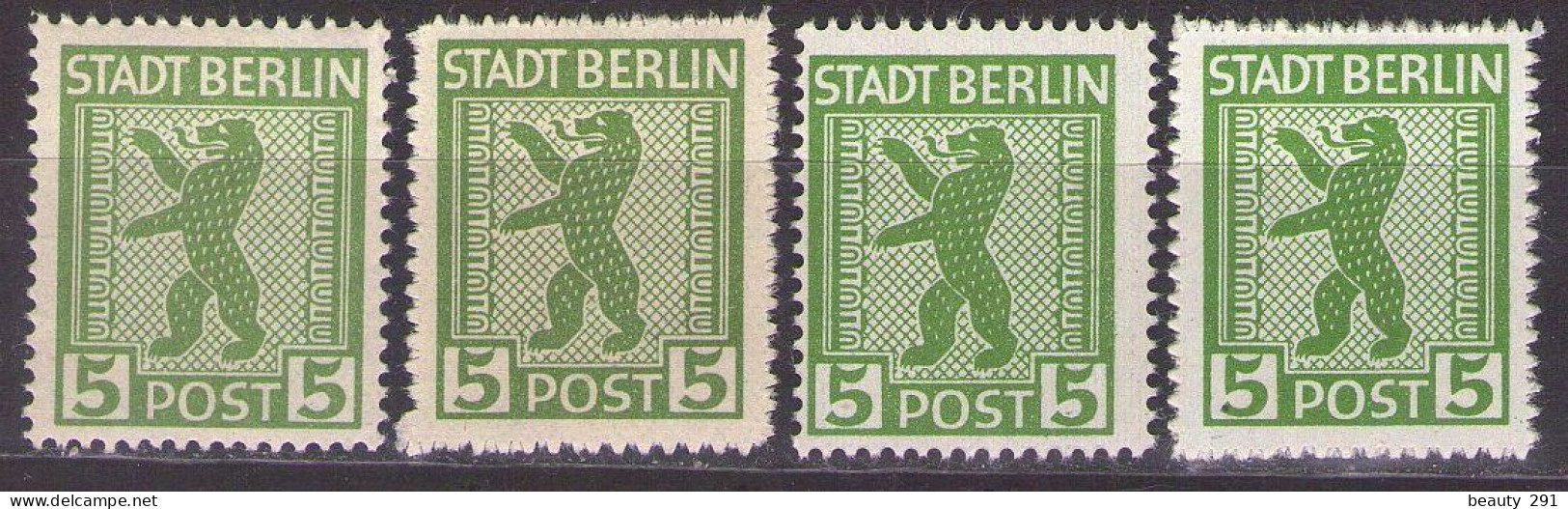 SBZ Berlin & Brandenburg 1945 Mi 1A,1B -MATTES,GLATTES PAPIER - 5pf - BEAR - MNH** VF - Berlin & Brandenburg