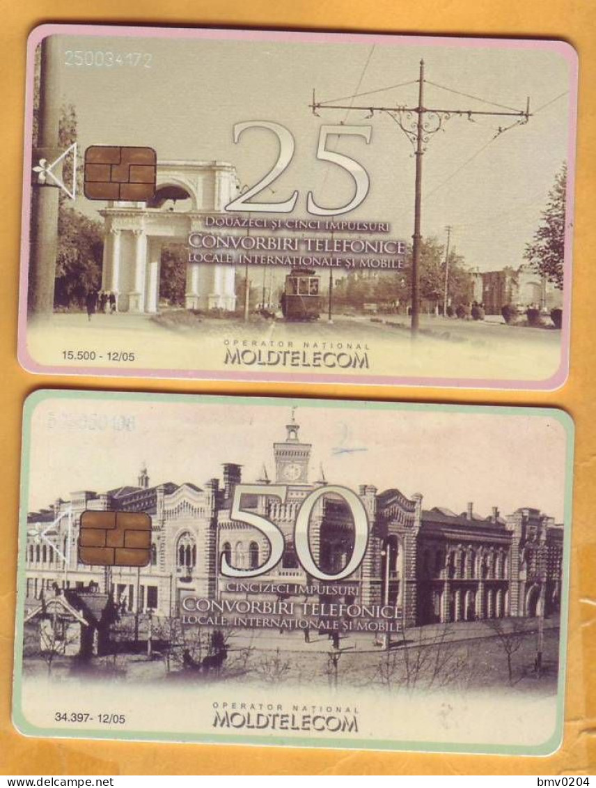 2005  Moldova Moldavie Moldau Used  25, 50 Pulses Telephone 2 Cards - Moldavie