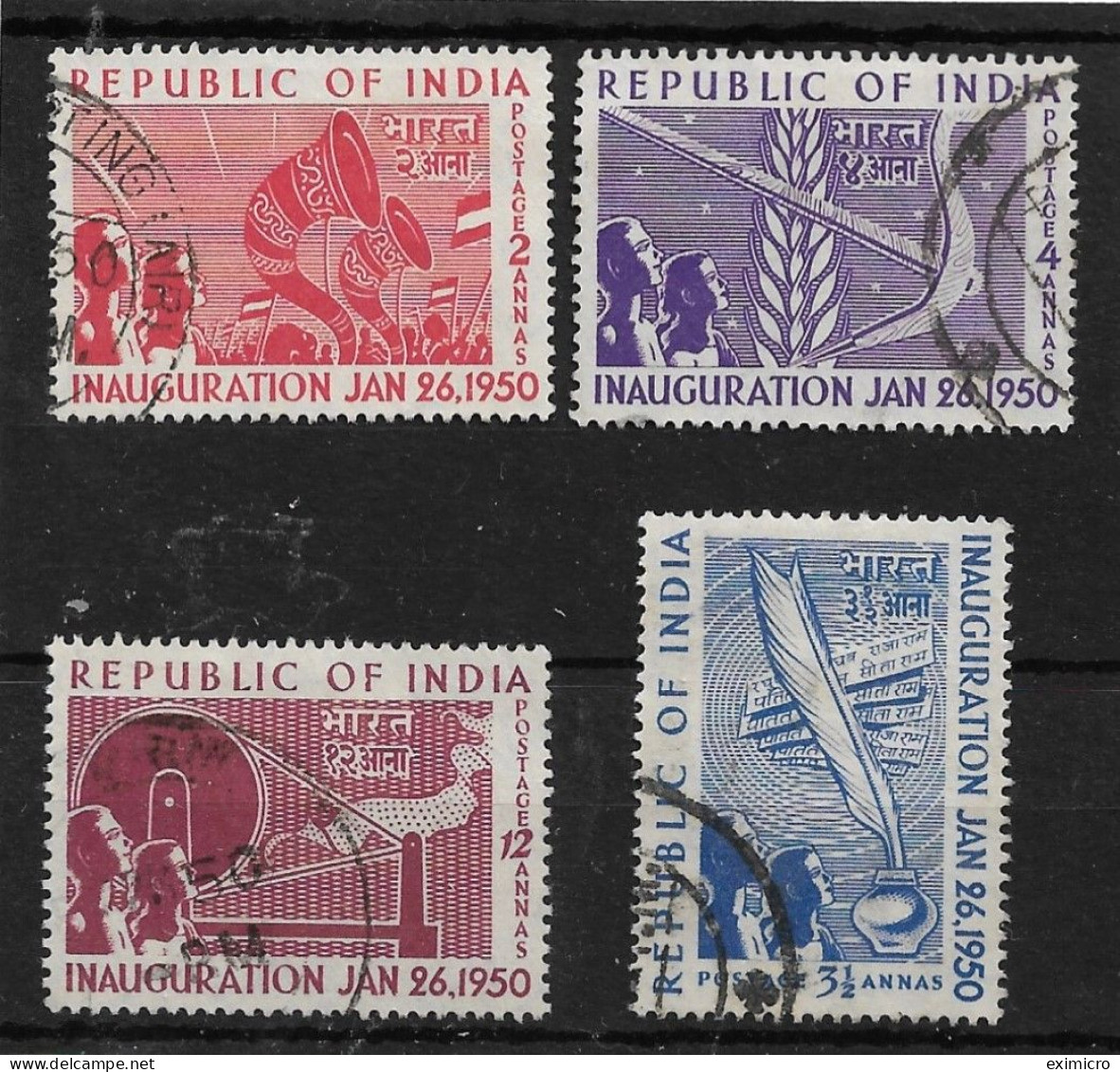 INDIA 1950 INAUGURATION OF REPUBLIC SET SG 329/332 FINE USED Cat £17 - Used Stamps