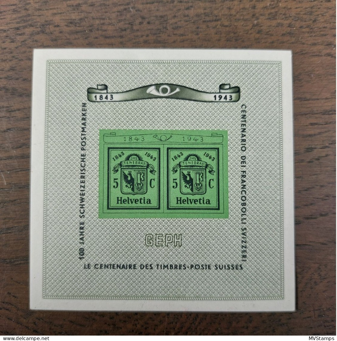 Switzerland 1943 Sheet GEPH Exhibition Stamps (Michel 10) MNH - Blocs & Feuillets