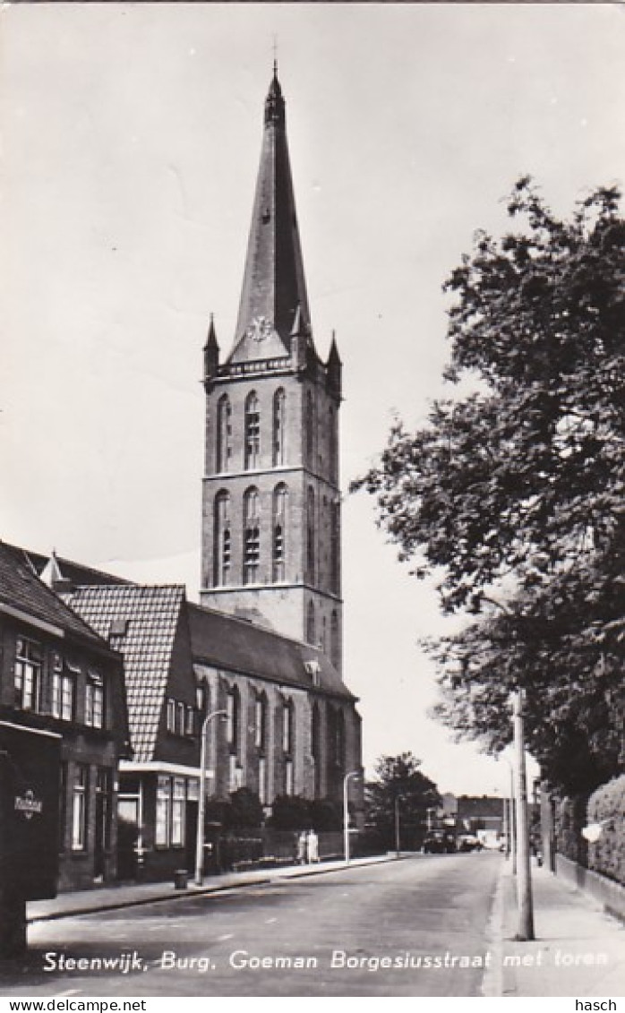 485030Steenwijk, Burg. Coeman Borgesiusstraat Met Toren. (kleine Vouwen In De Hoeken, Doordruk Tekst Achterkant) - Steenwijk