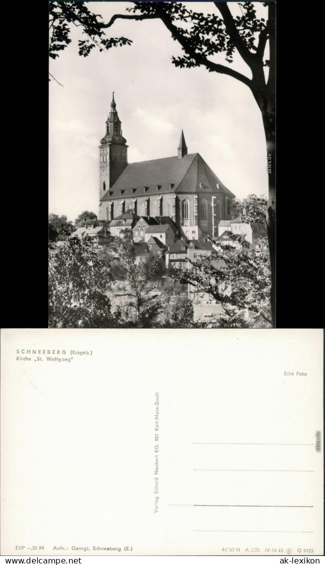 Ansichtskarte Schneeberg (Erzgebirge) St. Wolfgangs-Kirche 1972 - Schneeberg