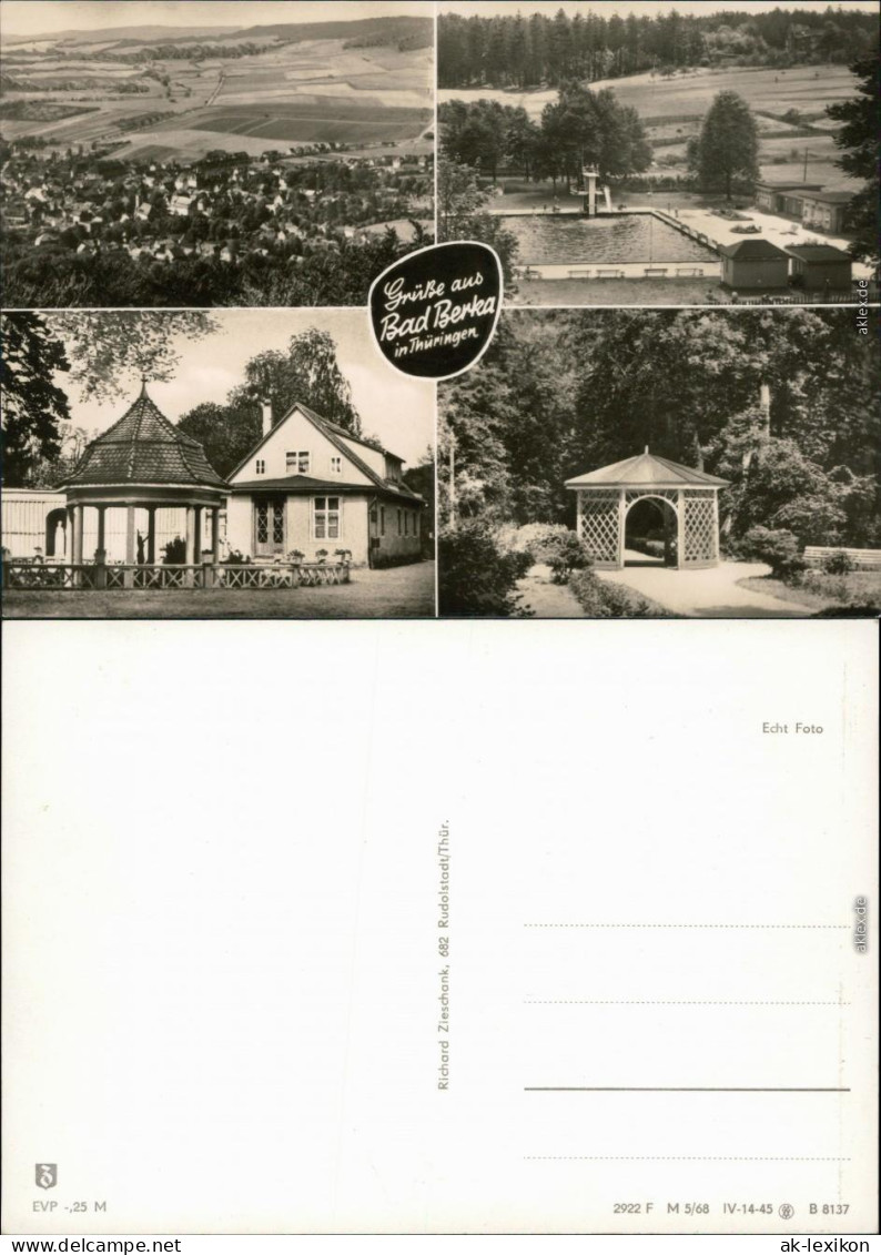 Ansichtskarte Bad Berka Überblick, Freibad, Pavillon 1968 - Bad Berka