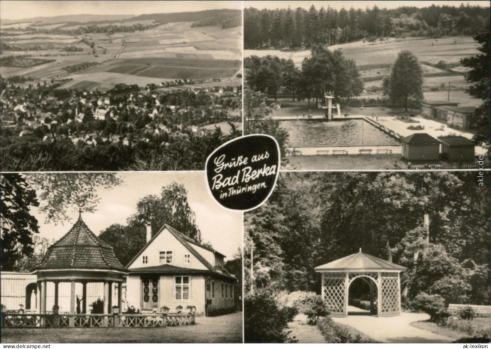 Ansichtskarte Bad Berka Überblick, Freibad, Pavillon 1968 - Bad Berka