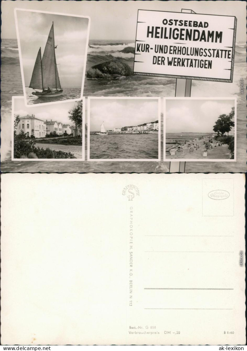 Heiligendamm-Bad Doberan Segelboot, Meer, Kuranlagen, Strand 1960 - Heiligendamm