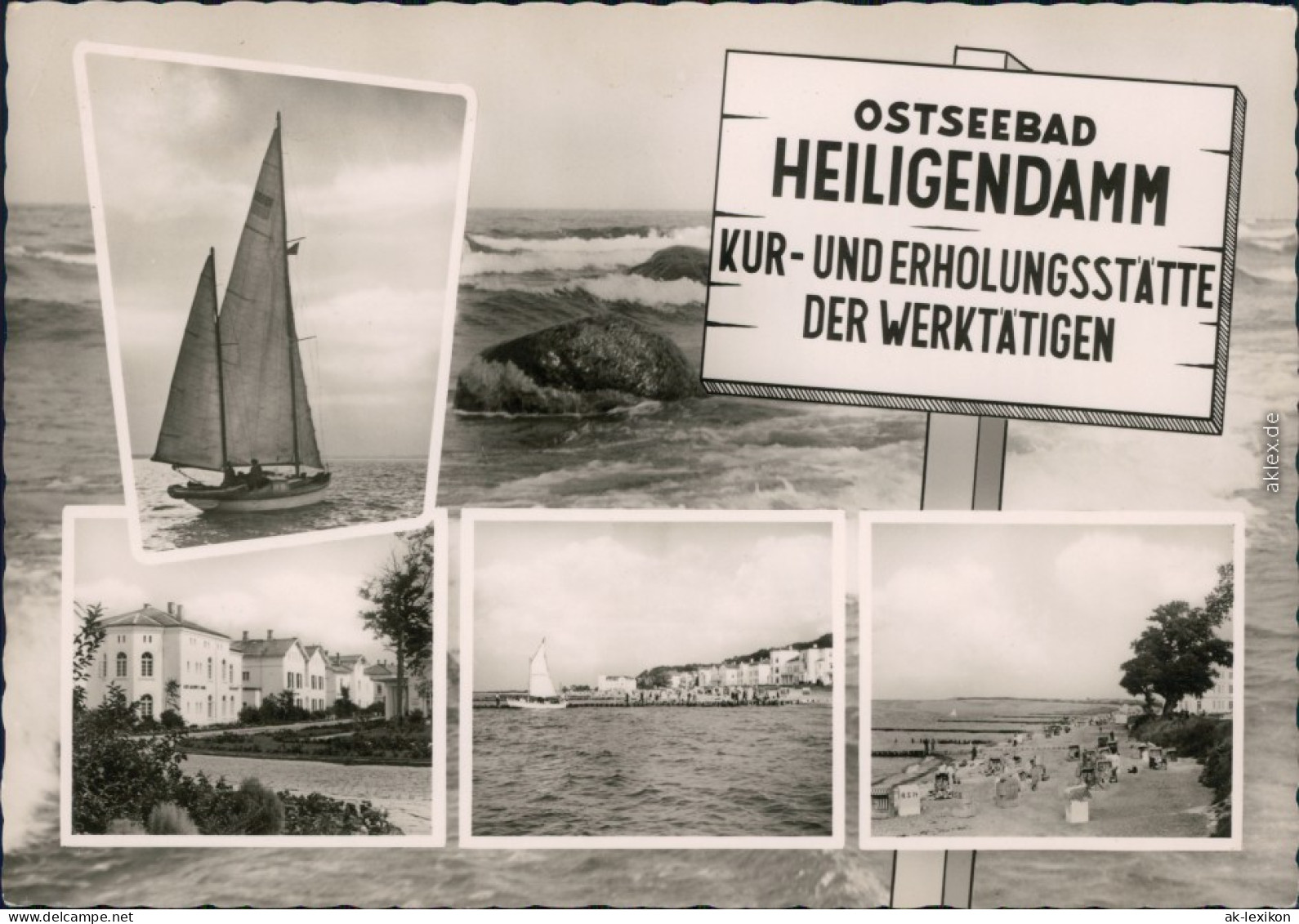 Heiligendamm-Bad Doberan Segelboot, Meer, Kuranlagen, Strand 1960 - Heiligendamm