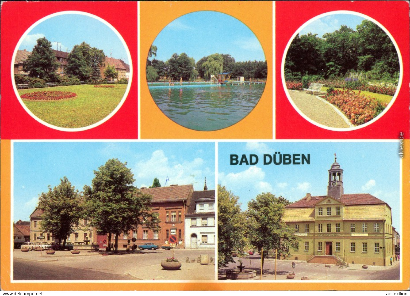Bad Düben Platz Der Jugend, Waldbad Hammermühle, Kurpark, Marktplatz  G1981 - Bad Dueben
