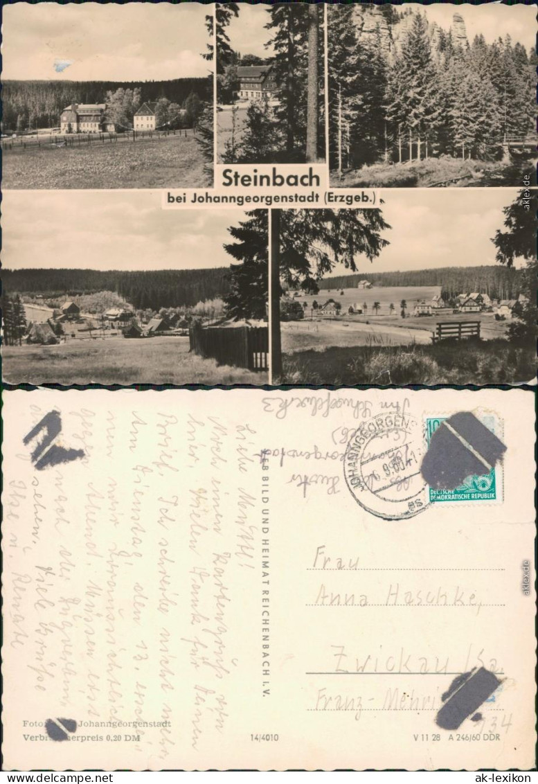 Ansichtskarte Steinbach-Johanngeorgenstadt Gutshof, Waldmotiv, Überblick 1960 - Johanngeorgenstadt